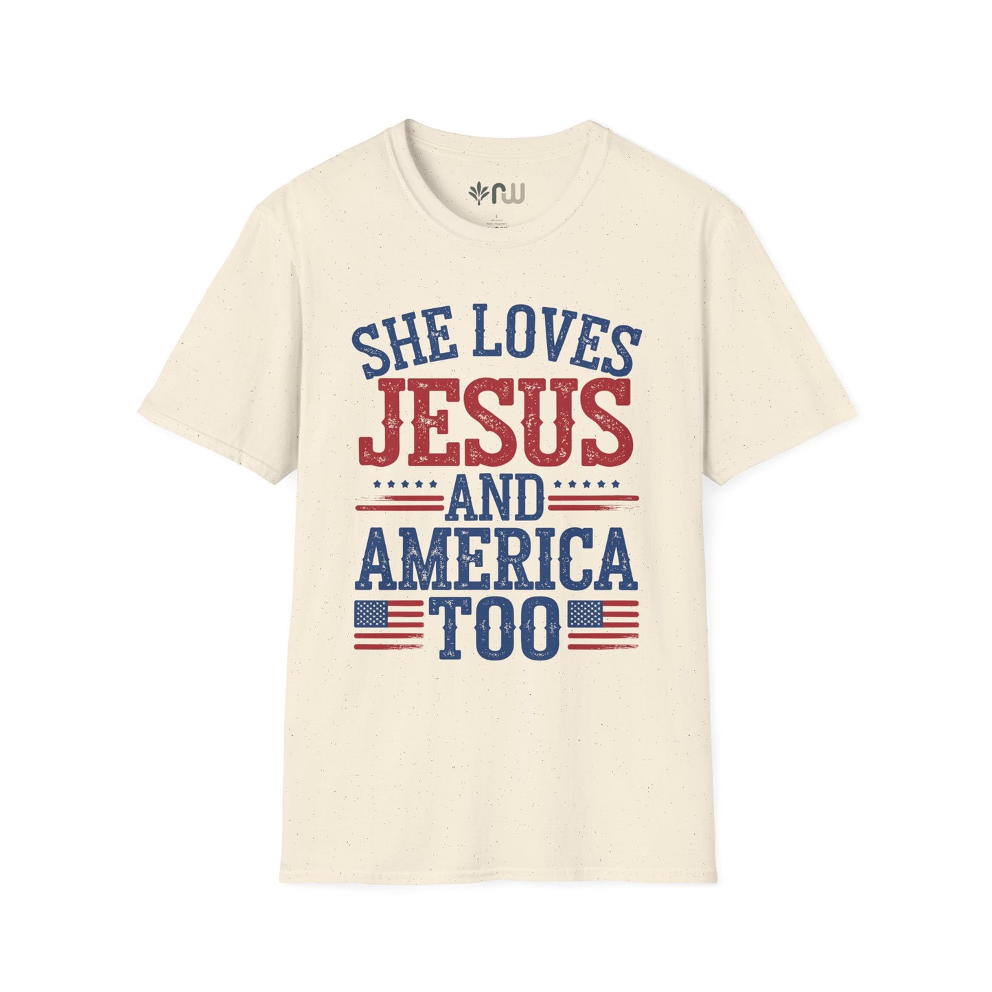 "She Loves Jesus and America Too" Softstyle T-Shirt