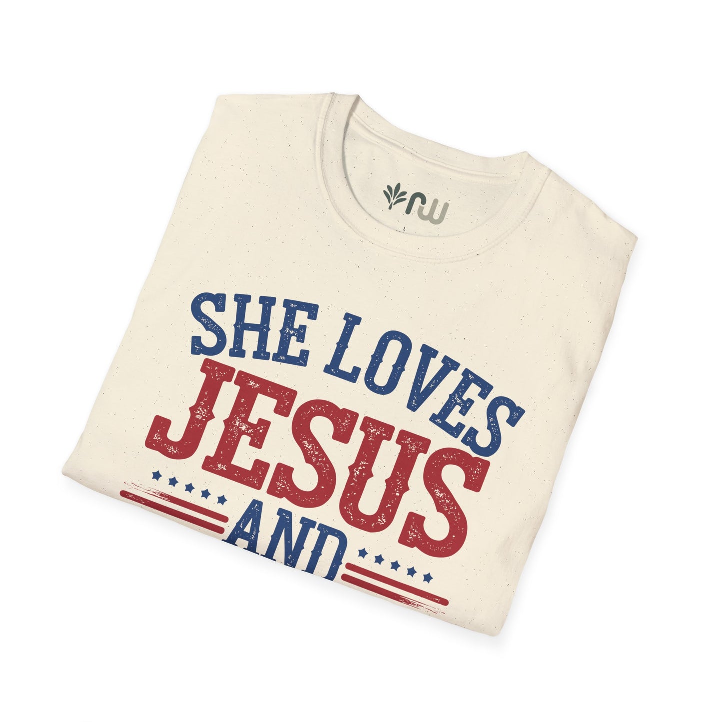 "She Loves Jesus and America Too" Softstyle T-Shirt