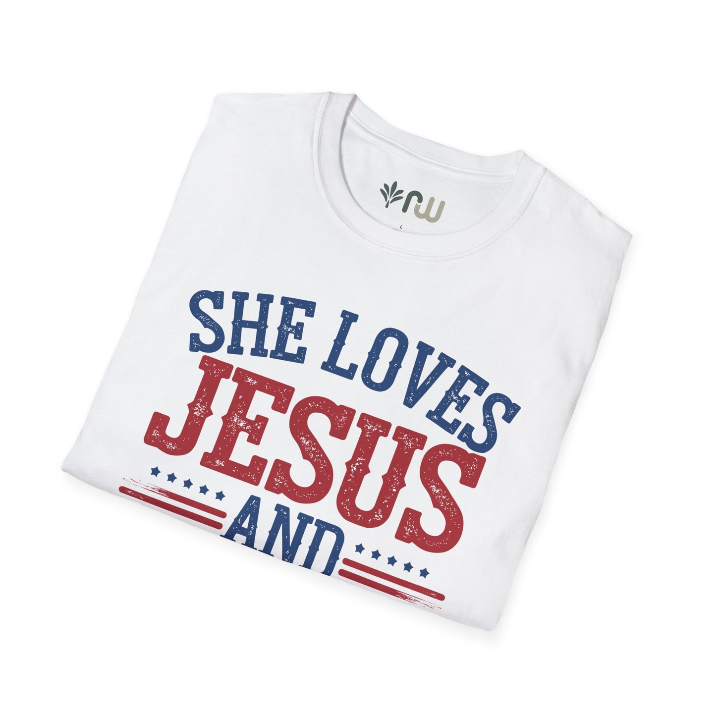 "She Loves Jesus and America Too" Softstyle T-Shirt