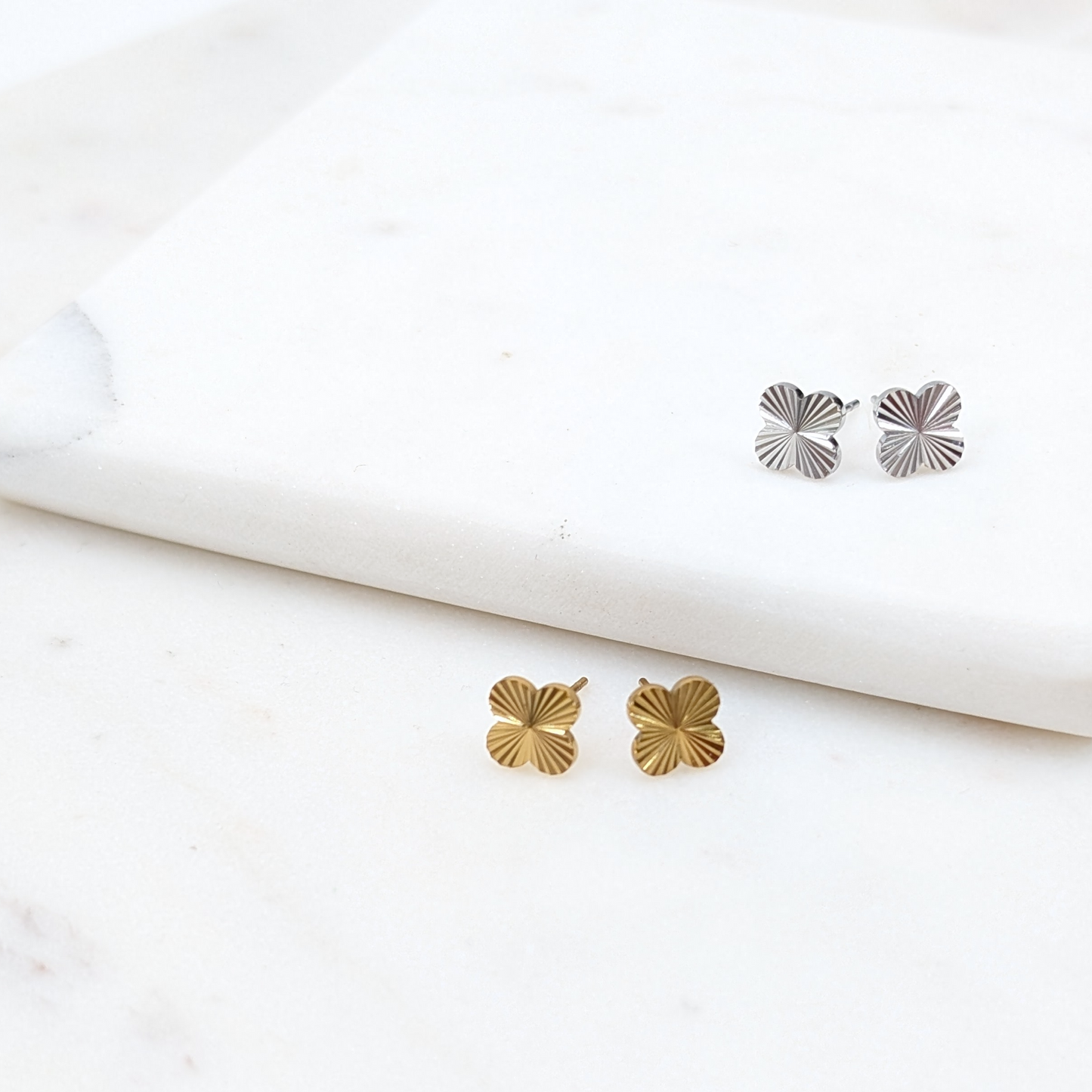 Textured Clover Studs
