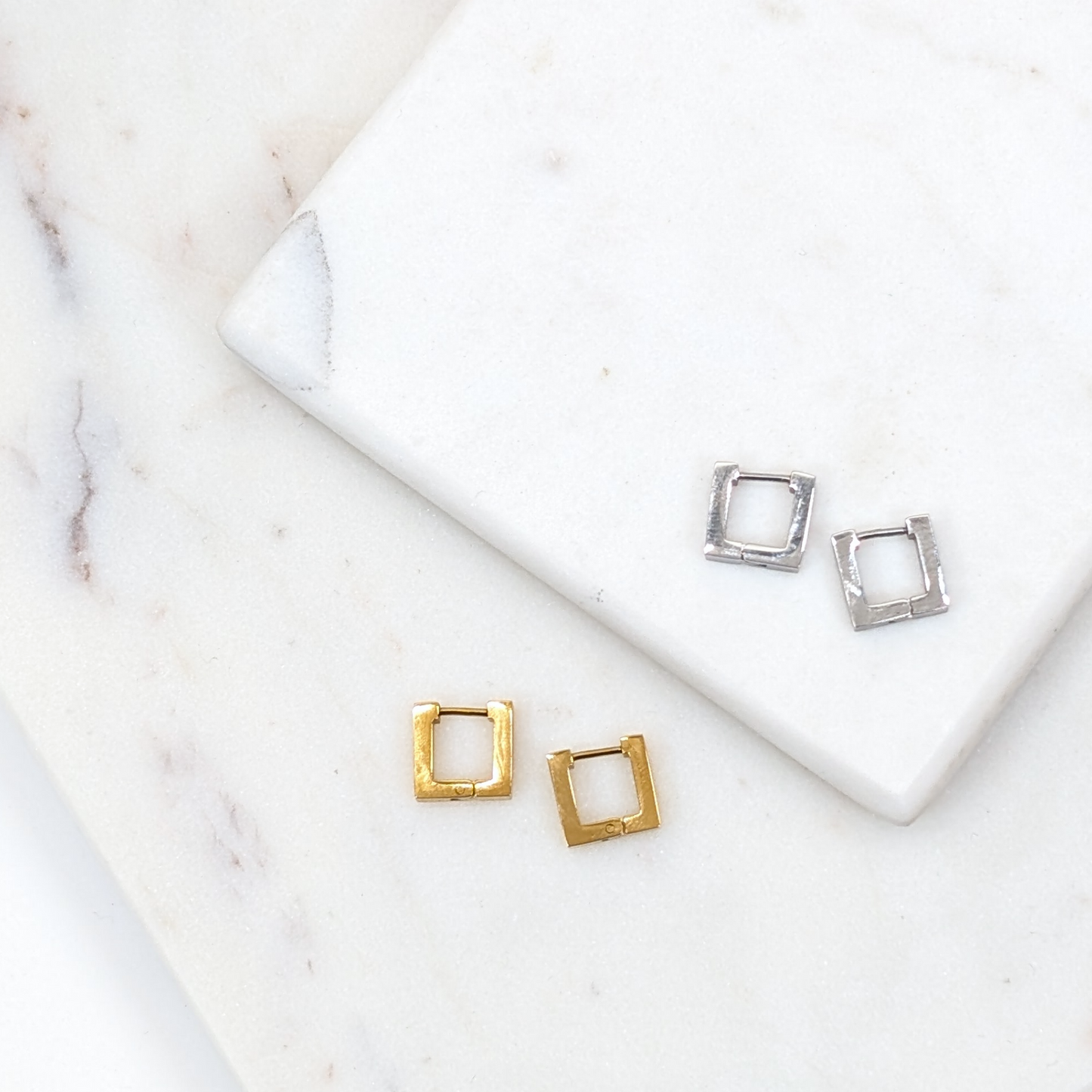 Square Huggie Hoops
