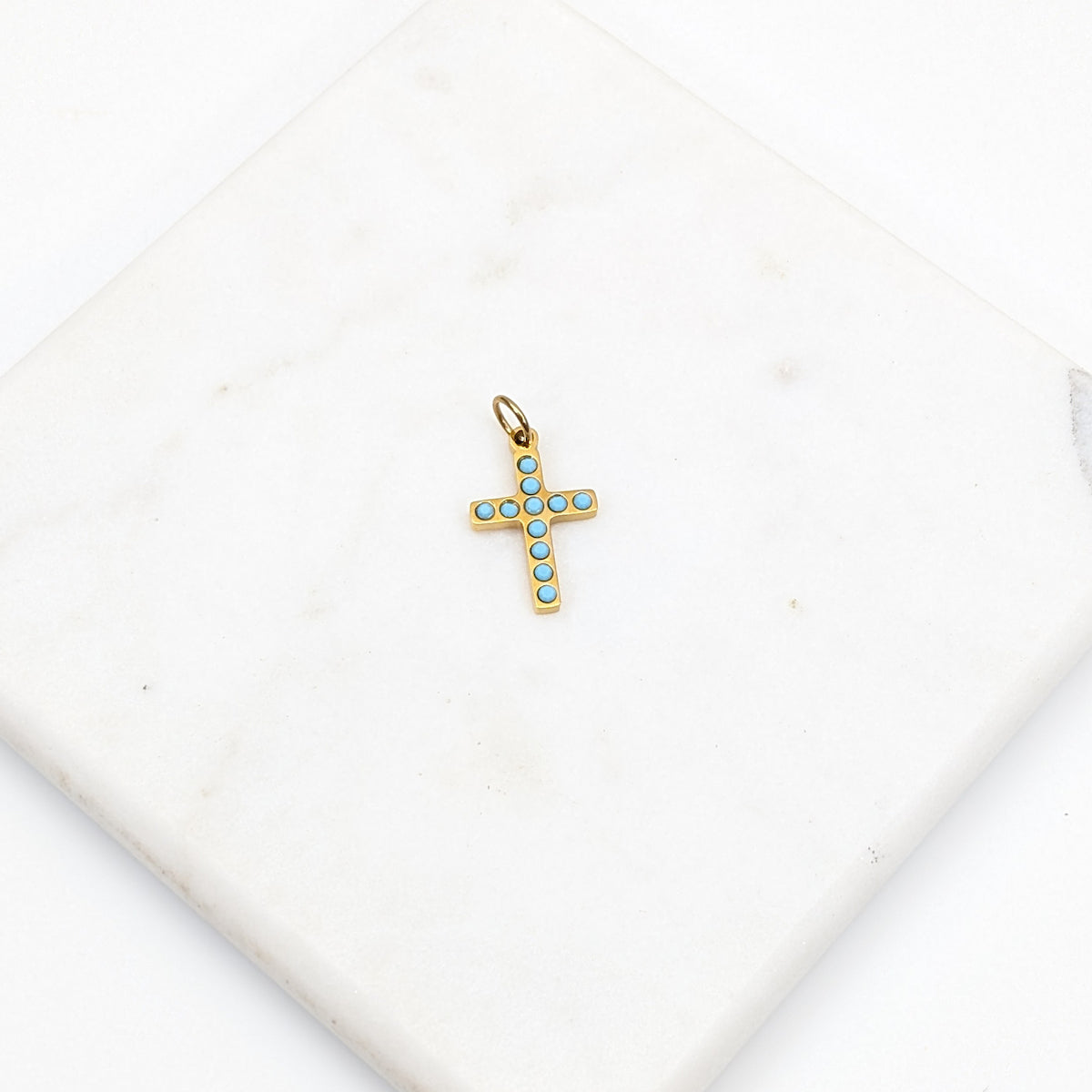Turquoise Cross Charm