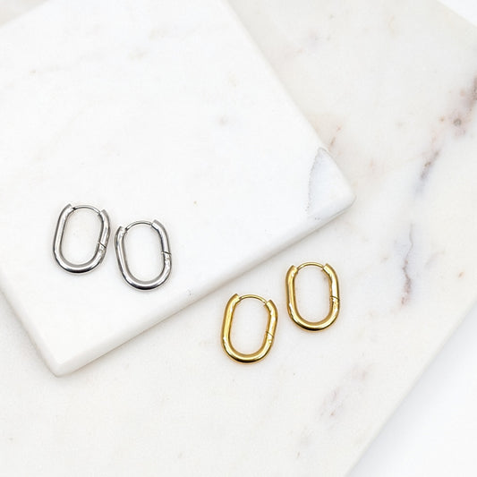 Oval Huggie Hoops