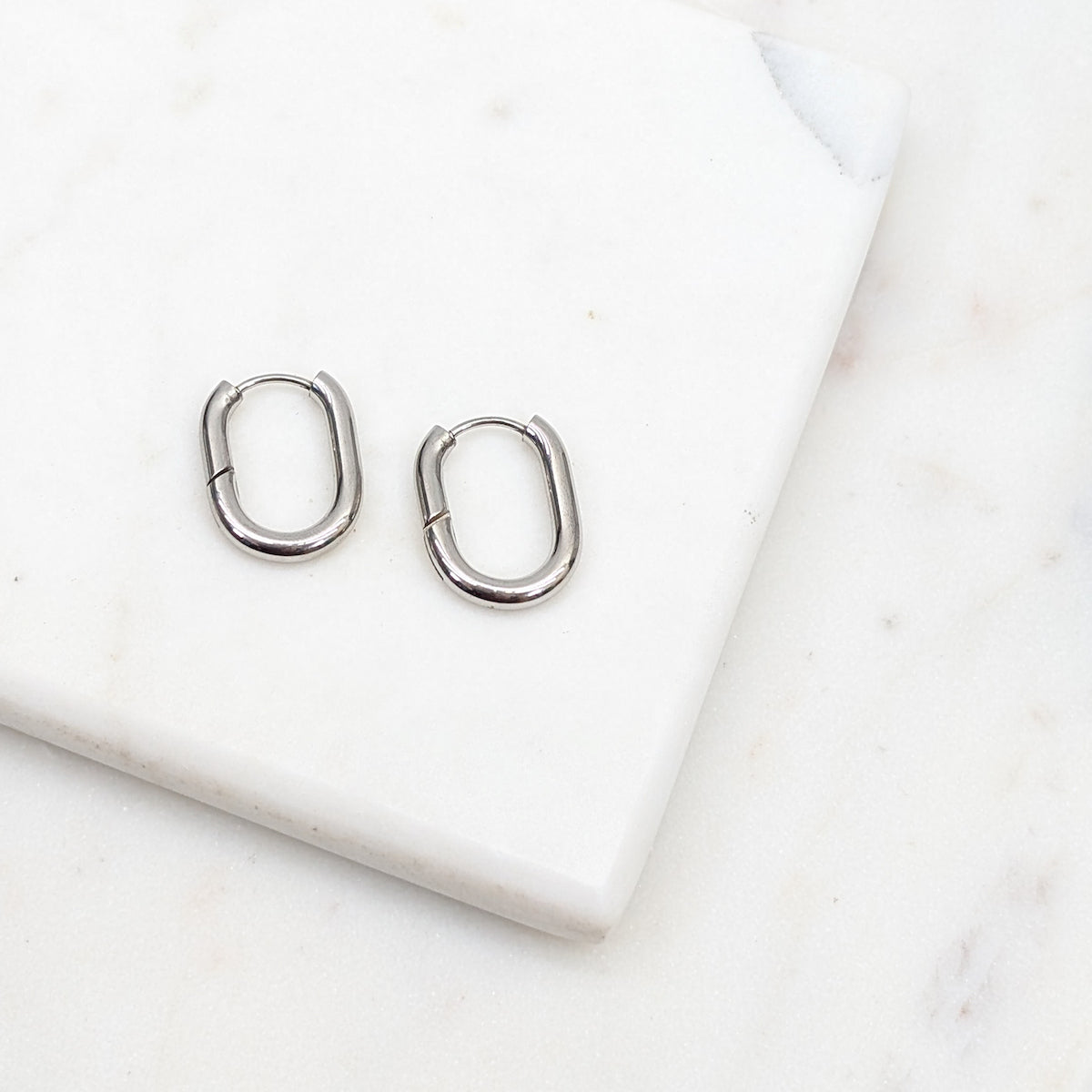 Oval Huggie Hoops