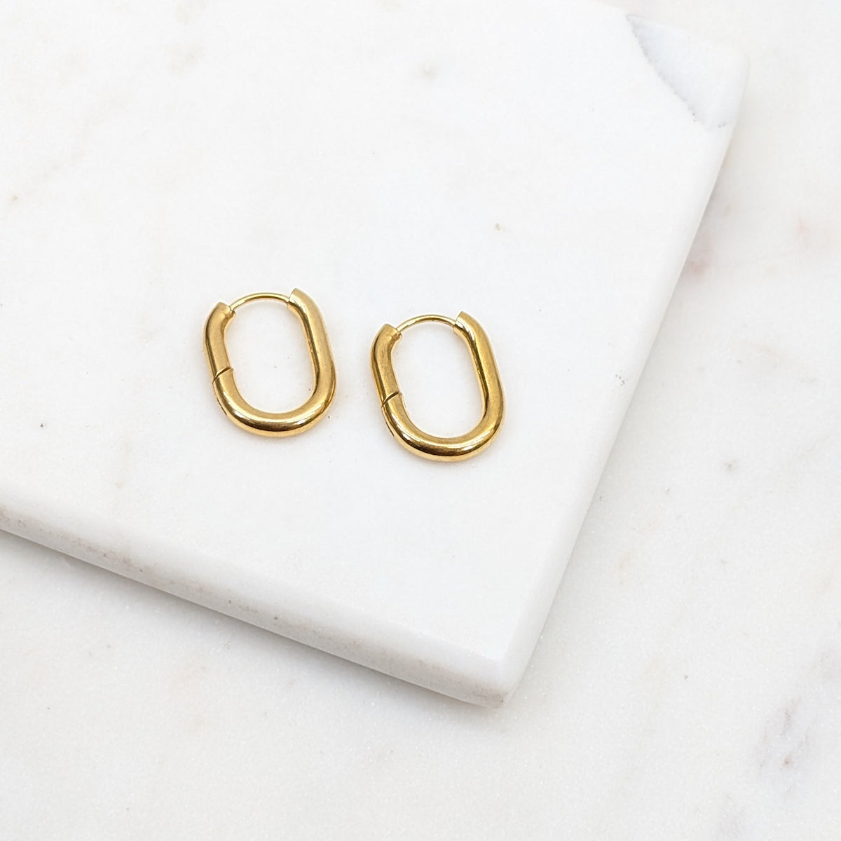 Oval Huggie Hoops