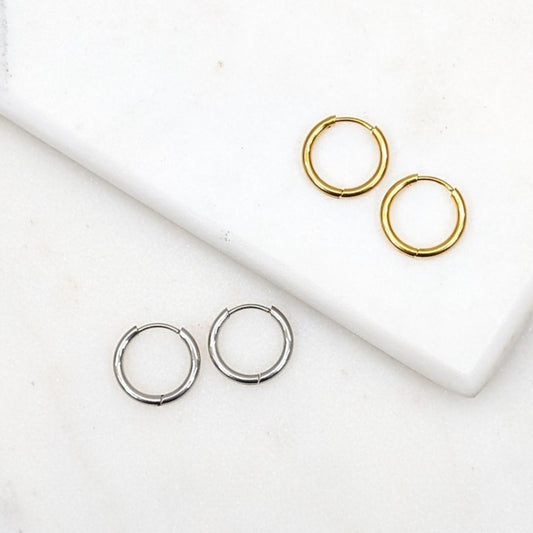 Dainty Circle Huggie Hoops - 10mm