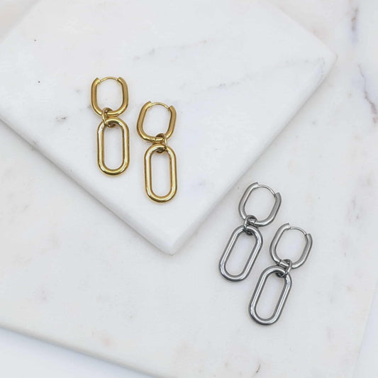 Double Oval Huggie Hoops