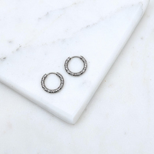 Textured Huggie Hoops